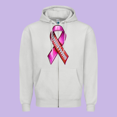 Breast Cancer Ribbon American Football Zipper Hoodie Designed By Texasbilliewilder