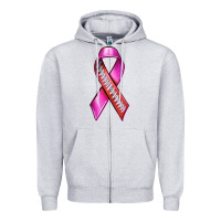 Heather Grey Breast Cancer Ribbon American Football Zipper Hoodie - texasbilliewilder