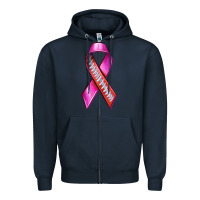 Navy Breast Cancer Ribbon American Football Zipper Hoodie - texasbilliewilder