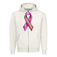 Oatmeal Heather Breast Cancer Ribbon American Football Zipper Hoodie - texasbilliewilder