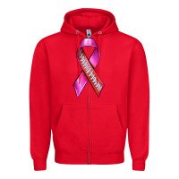Red Breast Cancer Ribbon American Football Zipper Hoodie - texasbilliewilder