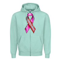 Seafoam Breast Cancer Ribbon American Football Zipper Hoodie - texasbilliewilder