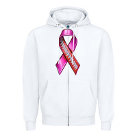 White Breast Cancer Ribbon American Football Zipper Hoodie - texasbilliewilder