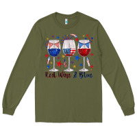 Army Green red wine and blue wine glasses Long Sleeve Tee - texasbilliewilder