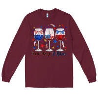 Burgundy red wine and blue wine glasses Long Sleeve Tee - texasbilliewilder