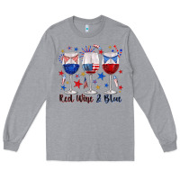 Heather Grey red wine and blue wine glasses Long Sleeve Tee - texasbilliewilder