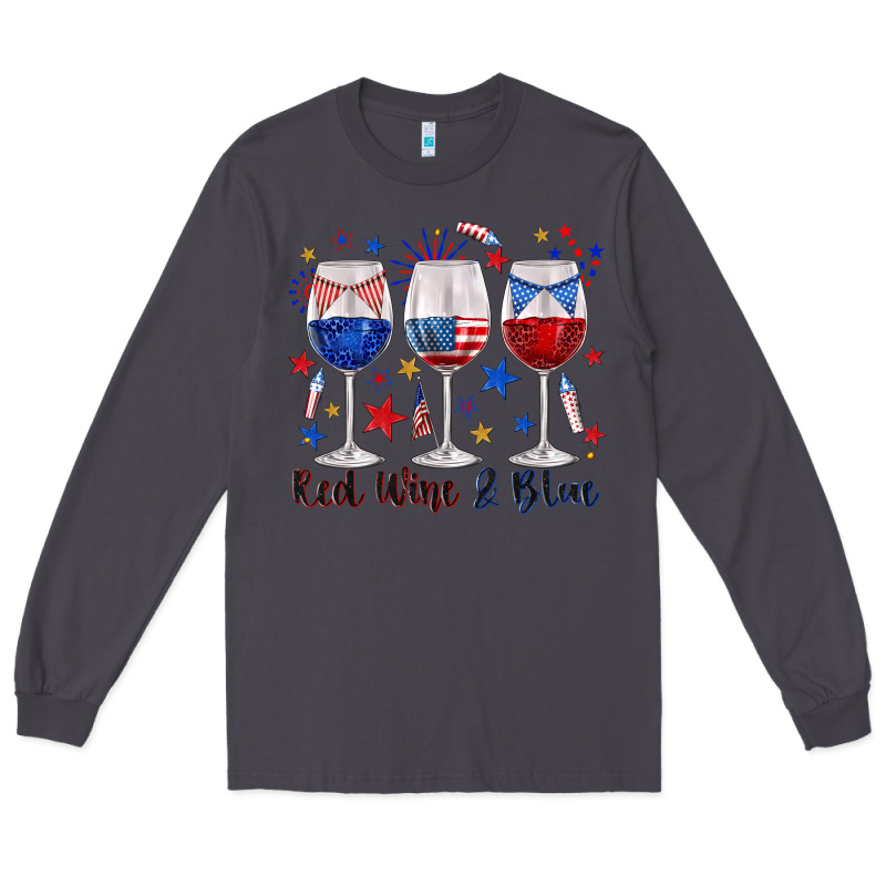 Red Wine And Blue Wine Glasses Long Sleeve Tee by texasbilliewilder | Teevron