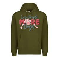 Army Green less people more dogs Premium Hoodie - MaliasSmallBusiness