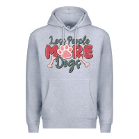 Heather Grey less people more dogs Premium Hoodie - MaliasSmallBusiness