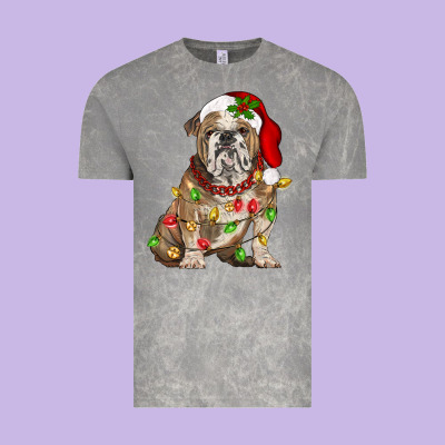 Christmas English Bulldog Vintage Tee Designed By Barkaloodesign