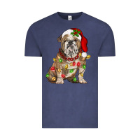Vintage Denim Christmas english bulldog Vintage Tee - BarkalooDesign