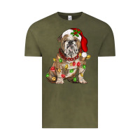 Vintage Olive Christmas english bulldog Vintage Tee - BarkalooDesign
