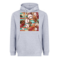 Heather Grey baseball leopard cowhide turquoise seamless pattern Heavyweight Hoodie - JahusDesignShop