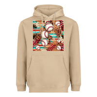 Mushroom baseball leopard cowhide turquoise seamless pattern Heavyweight Hoodie - JahusDesignShop
