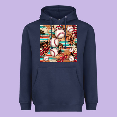 Baseball Leopard Cowhide Turquoise Seamless Pattern Heavyweight Hoodie Designed By Jahusdesignshop