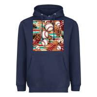 Navy baseball leopard cowhide turquoise seamless pattern Heavyweight Hoodie - JahusDesignShop