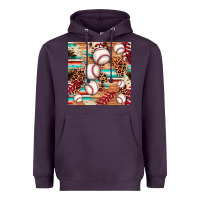 Plum baseball leopard cowhide turquoise seamless pattern Heavyweight Hoodie - JahusDesignShop