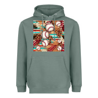 Sage baseball leopard cowhide turquoise seamless pattern Heavyweight Hoodie - JahusDesignShop