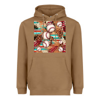 Toasted Coconut baseball leopard cowhide turquoise seamless pattern Heavyweight Hoodie - JahusDesignShop