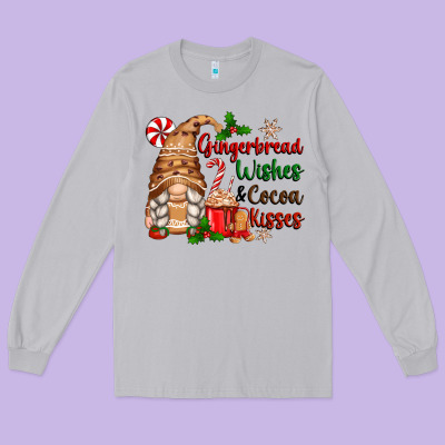 Gingerbread Wishes And Cocoa Kisses Long Sleeve Tee Designed By Zillion Design Studio