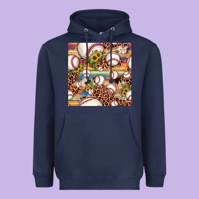 Baseball Leopard Cowhide Sunflower Seamless Pattern Heavyweight Hoodie Designed By Jahusdesignshop