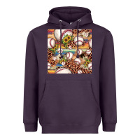 Plum baseball leopard cowhide sunflower seamless pattern Heavyweight Hoodie - JahusDesignShop
