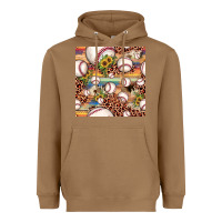 Toasted Coconut baseball leopard cowhide sunflower seamless pattern Heavyweight Hoodie - JahusDesignShop