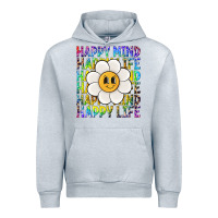Heather Grey happy mind happy life Urban Hoodie - NancyCooperArtShop