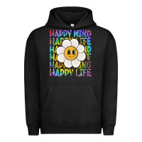 Pigment Black happy mind happy life Urban Hoodie - NancyCooperArtShop