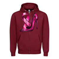 Burgundy Breast Cancer Ribbon and Heels Zipper Hoodie - texasbilliewilder