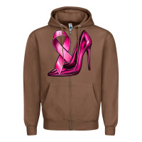 Chestnut Breast Cancer Ribbon and Heels Zipper Hoodie - texasbilliewilder