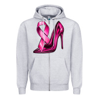 Heather Grey Breast Cancer Ribbon and Heels Zipper Hoodie - texasbilliewilder