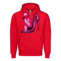 Red Breast Cancer Ribbon and Heels Zipper Hoodie - texasbilliewilder
