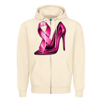 Sandshell Breast Cancer Ribbon and Heels Zipper Hoodie - texasbilliewilder