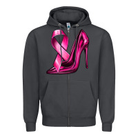 Smoke Breast Cancer Ribbon and Heels Zipper Hoodie - texasbilliewilder