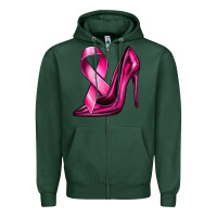Sports Green Breast Cancer Ribbon and Heels Zipper Hoodie - texasbilliewilder