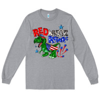 Heather Grey red white rawr billie wilder Long Sleeve Tee - texasbilliewilder