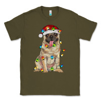 Army Green pug with christmas lights Classic Tee - RanaPortraitStore