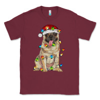 Burgundy pug with christmas lights Classic Tee - RanaPortraitStore