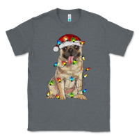 Charcoal Heather pug with christmas lights Classic Tee - RanaPortraitStore