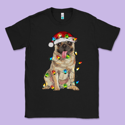 Pug With Christmas Lights Classic Tee Designed By Ranaportraitstore