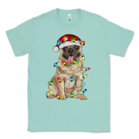 Seafoam pug with christmas lights Classic Tee - RanaPortraitStore