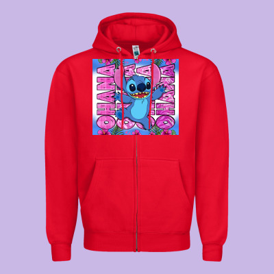 Stitch Ohana Zipper Hoodie Designed By Zillion Design Studio