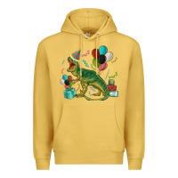 Antique Gold party t rex Premium Hoodie - MaliasSmallBusiness