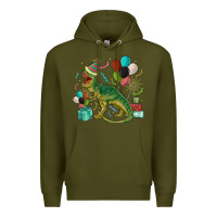 Army Green party t rex Premium Hoodie - MaliasSmallBusiness