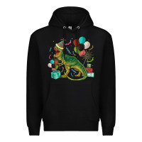 Black party t rex Premium Hoodie - MaliasSmallBusiness