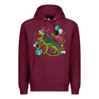Burgundy party t rex Premium Hoodie - MaliasSmallBusiness