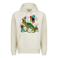 Oatmeal Heather party t rex Premium Hoodie - MaliasSmallBusiness