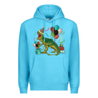 Ocean Blue party t rex Premium Hoodie - MaliasSmallBusiness