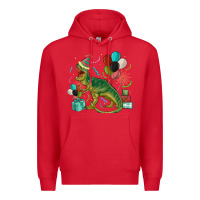 Red party t rex Premium Hoodie - MaliasSmallBusiness